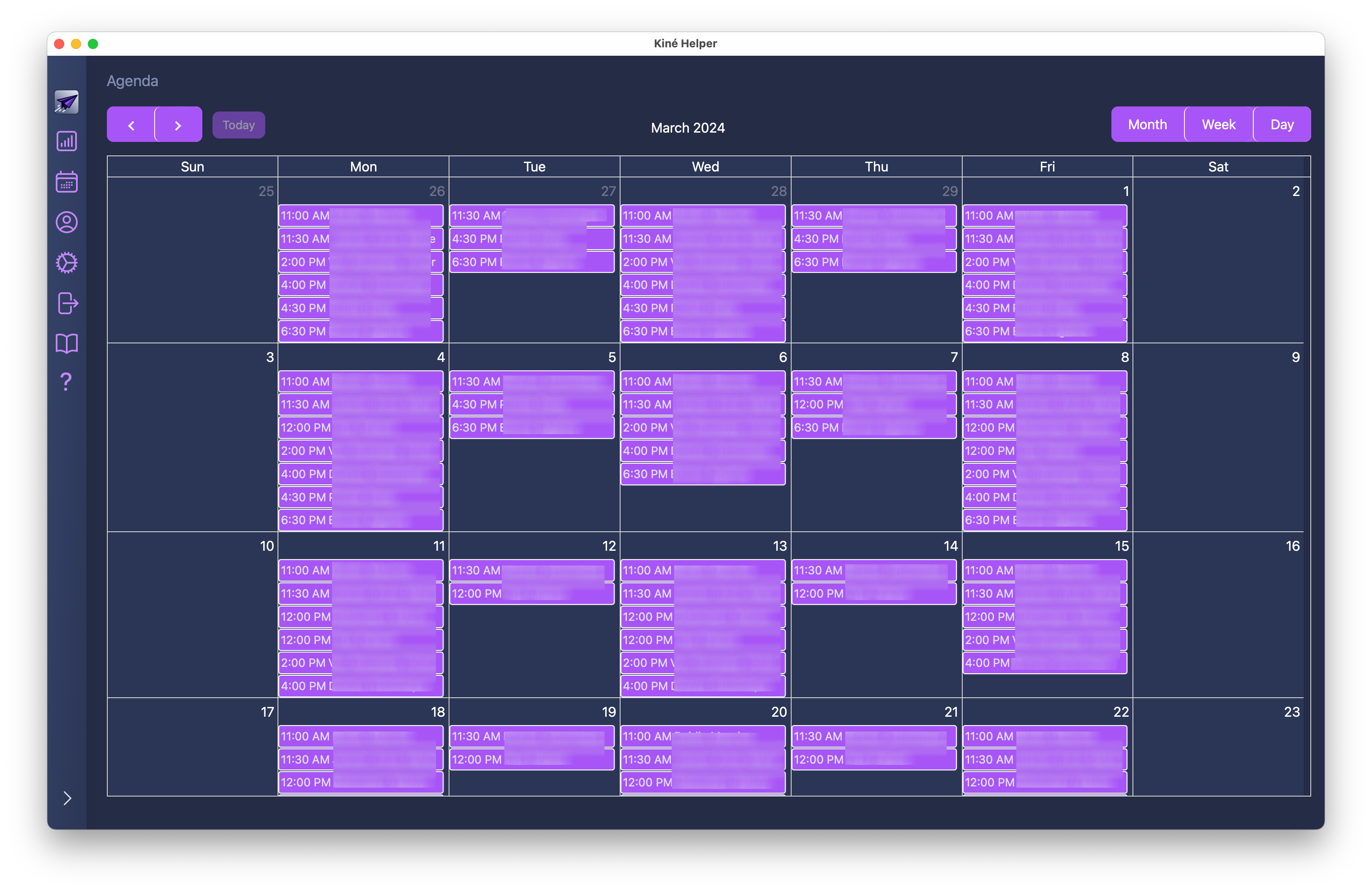 Agenda van Kiné Helper