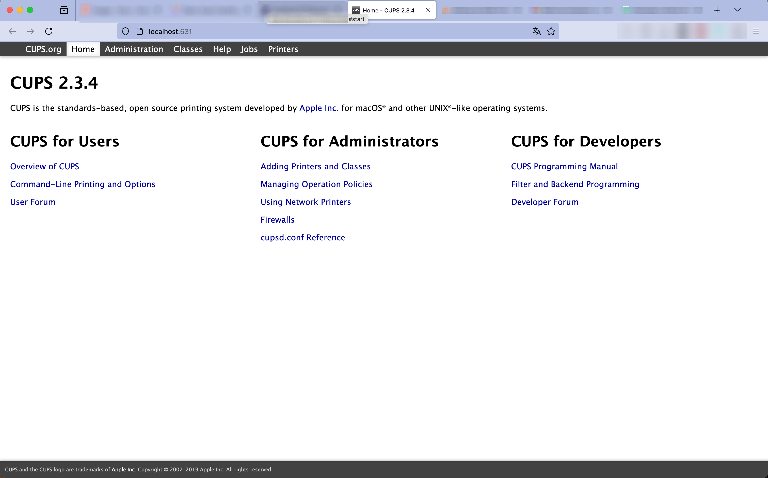 L'interface web de CUPS
